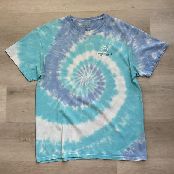 Simply Southern Tye Dye Ocean Large Cotton Visco Girl Tee - Picture 1 of 7